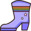 Gay boot shoe with rainbow color decoration, pride month element, PNG file no background