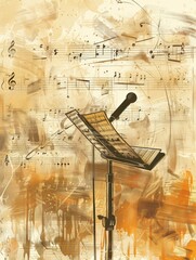 Aufkleber - A beautifully crafted musical instrument adorned with intricate music notes, symbolizing creativity and expression through sound. Generative AI