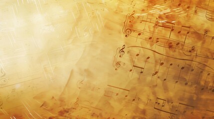 Poster - A vibrant painting capturing the essence of music notes dancing across a sheet of paper, creating a harmonious melody. Generative AI