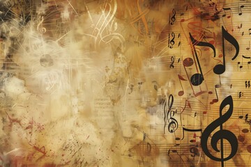 Aufkleber - A vibrant painting bursting with colorful musical notes dancing across the canvas, bringing the essence of music to life in an artistic symphony. Generative AI
