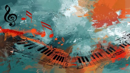 Poster - Musical notes, scores, and music stands: Ideal for promoting music courses, instrument lessons, and music stores. The background could feature an image of musical 