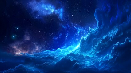 Wall Mural - the night sky reveals outer space with infinite galaxies. looping time-lapse video