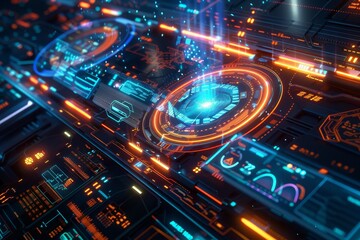 Poster - a bustling city of the future gleams with neon lights against the night sky, creating a mesmerizing 