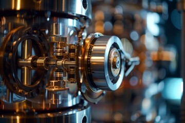 Poster - Close-up view of a complex machine filled with numerous interconnected gears, showcasing precision and engineering, A futuristic machine capable of processing complex calculations at quantum speed
