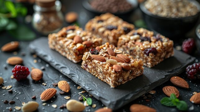 oat protein bars on black table