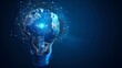 © Johannes - Abstract blue light bulb with planet earth inside. Earth hour ecology concept. Low poly style design with wireframe light connection structure. hyper realistic