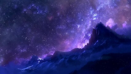 Wall Mural - the night sky reveals outer space with infinite galaxies. looping time-lapse video