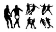 © hallomuamar - A set of pair Football Soccer Player Silhouettes in lots of different poses. High quality isolated on white background. Vector illustration