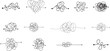 © Ayoub - Messy scribble arrow lines. Chaotic doodle line ravel tangle, hand drawn confused messy knot