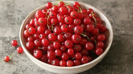 Sticker -   A bowl of red cherries sits atop a gray countertop next to scissors