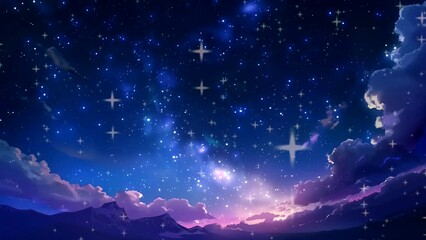 Wall Mural - Animated background of infinite galaxies with stars and Constellation. looping time-lapse video