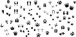 © Ayoub - Animals paw prints. Cartoon mammal footprints, black bird foot. Wild animal feet silhouette.