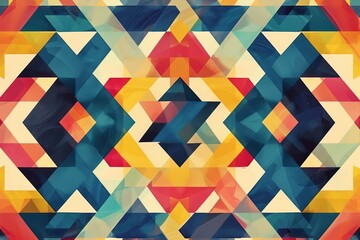 Poster - A vibrant and varied pattern showcasing a multitude of different colors in a geometric design, A geometric pattern inspired by the themes of Yom Kippur