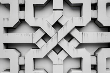 Poster - black and white geometric design showcasing intricate patterns and shapes, a geometric pattern symbo