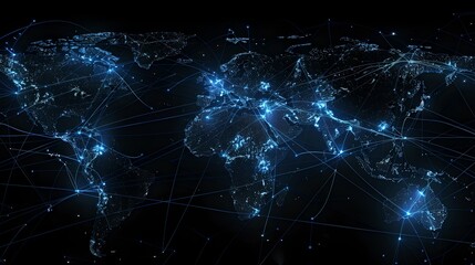 Aufkleber - Digital concept of global network and data exchange. Visualization of worldwide connectivity and information flow. Representation of the internet's global reach. AI