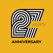 27 years retro anniversary vector illustration template design