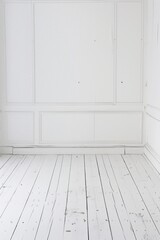 Wall Mural - empty bright interior with a wooden light floor.