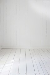 Wall Mural - empty bright interior with a wooden light floor.