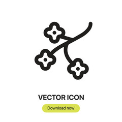 Fototapete - Cherry Blossom icon vector. Linear-style sign for mobile concept and web design. Cherry Blossom symbol illustration. Pixel vector graphics - Vector.	
