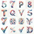 Watercolor pastel Lettering Typeface. AI generated illustration