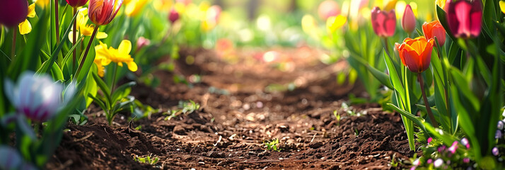 Sticker - there are many different colored flowers in the field