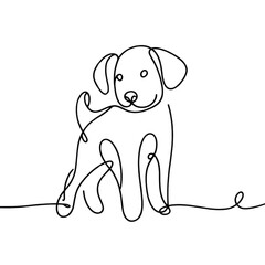 Minimalist dog line art. Illustration on a transparent background.