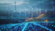 © visoot - Advanced AI monitoring renewable energy grids, visualized in a sleek, high-tech style, the fusion of innovation and sustainability, blue sci-fi tone. Generative AI.