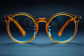 Orange framed sunglasses isolated on a black background showcase a stylish design for sun protection