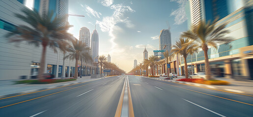 Poster - Empty streets of UAE. Generative AI.