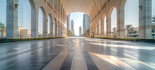 Poster - Empty streets of UAE. Generative AI.