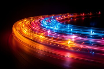 Poster - Dynamic long exposure of colorful light trails creating a sense of motion and energy