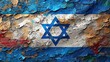 Aged National Flag of Israel on Textured, Peeling Paint Background