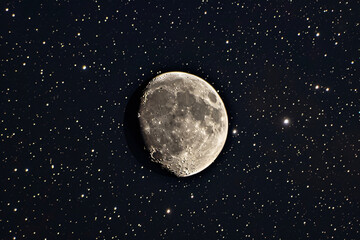Wall Mural - big moon in the sky with stars with copy space