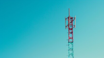 Aufkleber - Close-up of a signal tower against a clear blue sky, representing the backbone of telecommunications networks for seamless connectivity.