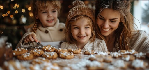 Sticker - Picture a delightful moment as the family bakes cookies together, filling the kitchen with the sweet aroma of homemade treats.