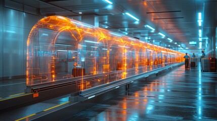 Wall Mural - high-definition x-ray screenshot captured at the airport security checkpoint, showcasing the intrica