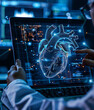 Medical Professional Analyzing Holographic Heart Model