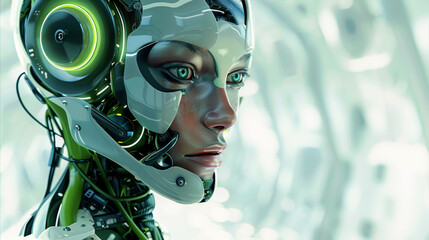Fototapete - Medical robot, combination of green and navy colors. Generative AI.