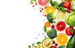 © Delice - fruits and vegetables border background, isolated on transparent background