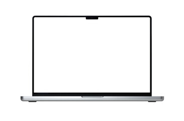 open macbook grey laptop by apple isolated on white background. mackbook pro 16 m1 chip 2021.