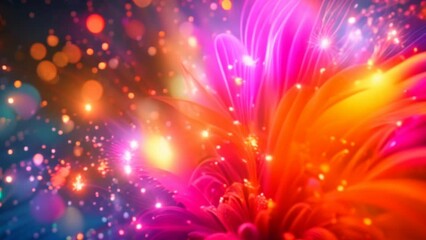 Aufkleber - A bright orange and yellow fireworks display with lots of sparkles. The fireworks are in the air and are creating a beautiful and lively atmosphere