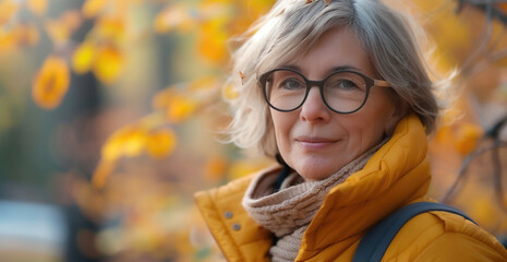 smiling middle-aged woman in spring park