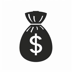 Vector illustration of money and investment. Black silhouette over white background.