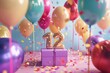 © Ирина Курмаева - Happy 12th birthday gold surprise balloon and box