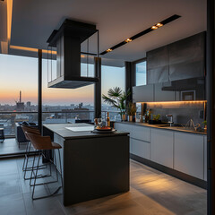 modern kitchen interior with kitchen