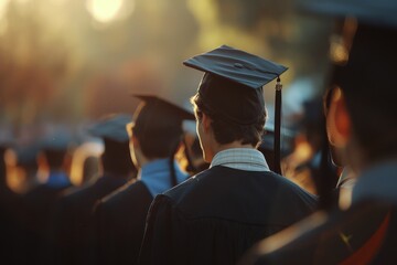 Wall Mural - Group of People Wearing Graduation Caps and Gowns