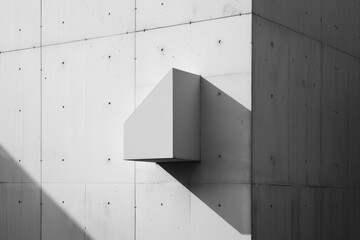 Poster - a black and white depiction of a corner of a building showcasing clean lines and architectural detai
