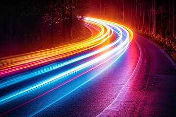 Poster - This image captures the essence of movement through long exposure, creating light trails that highlight the dynamics of transportation