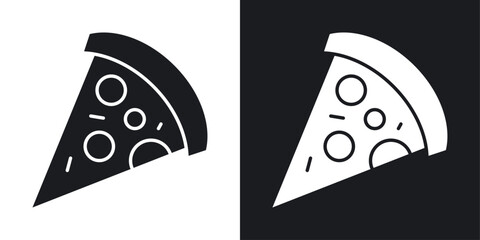 Sticker - Slice of Pizza Icon Set. Cheese and Mushroom Pizza Vector Symbol.