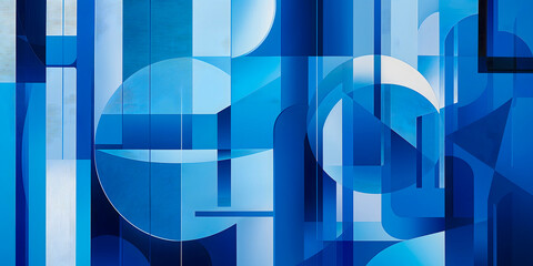 Wall Mural - Energetic abstract geometric background with vibrant blue hues and intricate patterns, offering a visually captivating addition to any creative project or marketing material